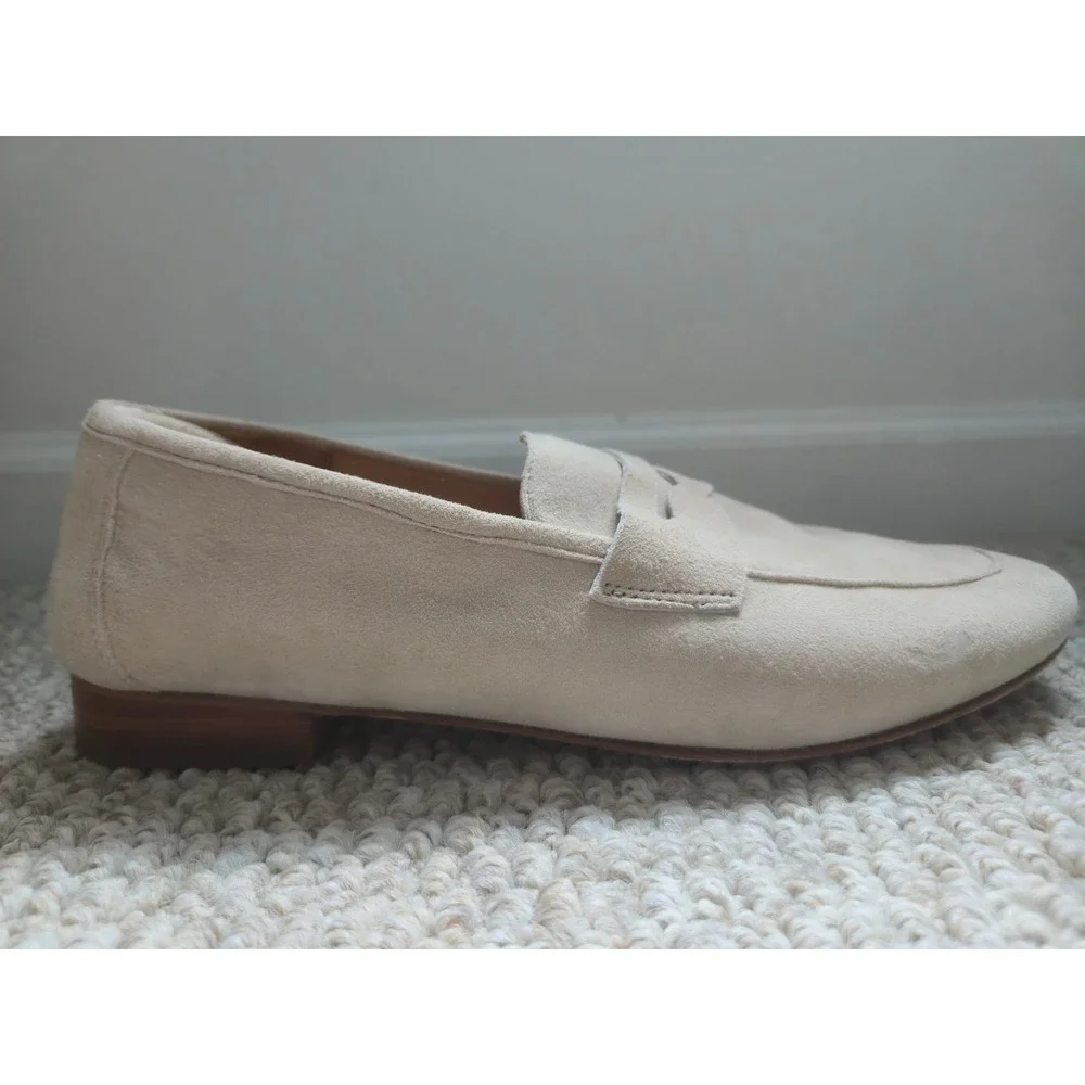 Quince Womens Italian Suede Penny Loafers Almond Tan Flats Size 7.5 EUC